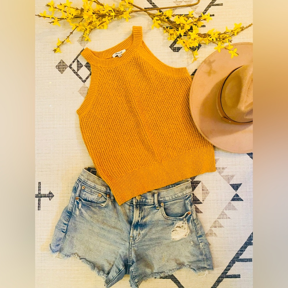 Madewell Mustard Yellow Knit Tank Top Size Small